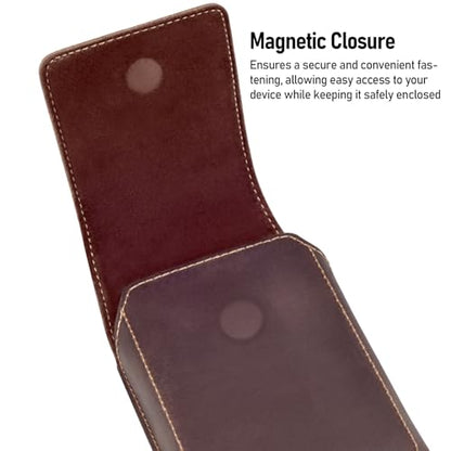 ykooe Leather Phone Holster for iPhone 17 Pro Max Galaxy S20-S26 Ultra A17 - color: Dark Brown, size: XXL