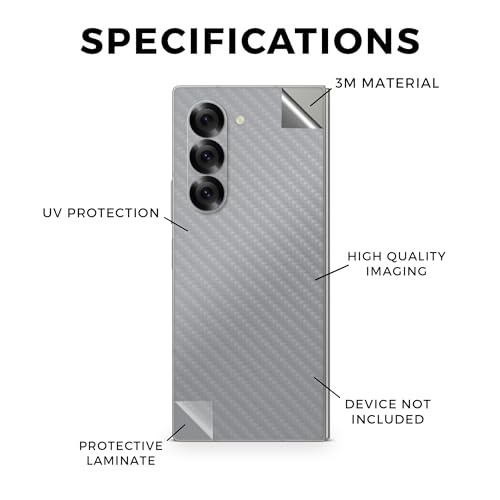 Carbon Fiber Phone Skin Compatible with Samsung Galaxy Z Fold 6 - Solid Gray - Premium 3M Vinyl Protective Wrap Decal Cover - Easy to Apply | Crafted in The USA by MightySkins - color: Solid Gray, style: Carbon Fiber Textured Finish