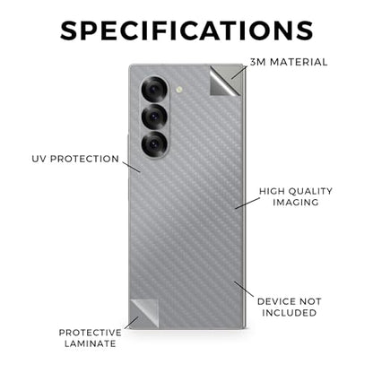 Carbon Fiber Phone Skin Compatible with Samsung Galaxy Z Fold 6 - Solid Gray - Premium 3M Vinyl Protective Wrap Decal Cover - Easy to Apply | Crafted in The USA by MightySkins - color: Solid Gray, style: Carbon Fiber Textured Finish
