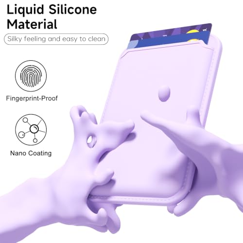 LoeoeL Magnetic Phone Wallet Compatible with Magsafe Wallet, Silicone ID Credit Card Holder Wallets for Back of Phone Pocket, Slim Thin Pouch Sleeve Wallets for iPhone Pixel, Purple Lavender - color: Lilac