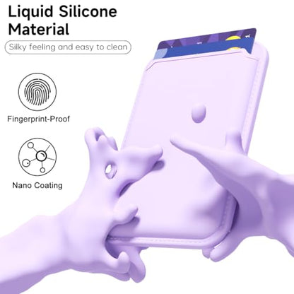 LoeoeL Magnetic Phone Wallet Compatible with Magsafe Wallet, Silicone ID Credit Card Holder Wallets for Back of Phone Pocket, Slim Thin Pouch Sleeve Wallets for iPhone Pixel, Purple Lavender - color: Lilac