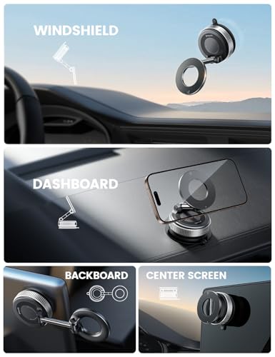 Lamicall for MagSafe Car Mount 70LBS Vacuum Dash& Windshield GPS Units - color: NEW Upgraded - Silver
