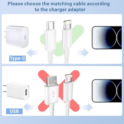 5Pack(3/3/6/6/10FT) USB C to Lightning Cable iPhone Fast Charger,White - size: 5pack 3/3/6/6/10FT