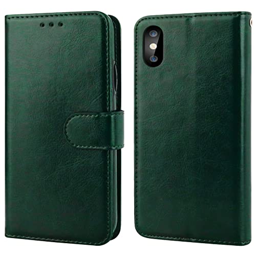 Bocasal Detachable Wallet Case Card Holder for iPhone Xs Max, Green - color: Green