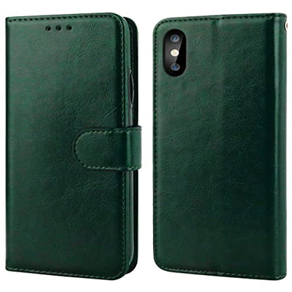 Bocasal Detachable Wallet Case Card Holder for iPhone Xs Max, Green - color: Green
