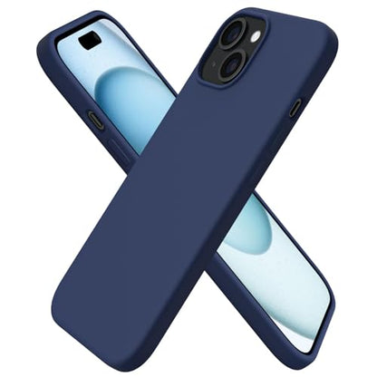 ORNARTO Compatible with iPhone 15 Case 6.1, Slim Liquid Silicone 3 Layers Full Covered Soft Gel Rubber Phone Case, Anti-Scratch Shockproof Protective Cover 6.1 Inch, Dark Blue - color: Dark Blue