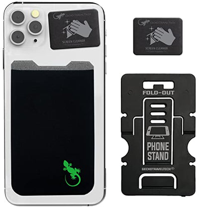 Phone Wallet - Adhesive Card Holder - Cell Phone Pouch - Stick on Lycra Pocket by Gecko - Carry Credit Cards and Cash - color: GREEN GECKO