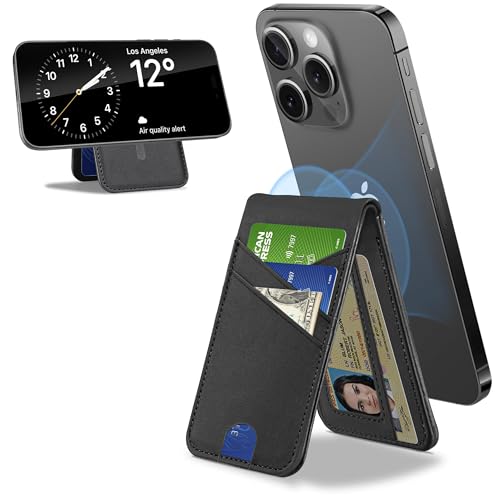 for Magsafe Wallet Stand Tracker (iOS Only) Magnetic Card Holder Finder - color: Black Find My