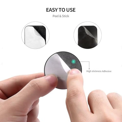 Adhesive Thin Metal Plates(Compatible with Magnetic Mounts),4 Piece Metal Plates for Phone Case(2 Rectangle and 2 Round) S-07N(Black)