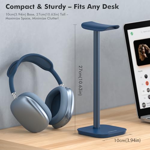 Headphone Stand, Aluminum Desk Headset Earphone Holder (Blue) - color: Blue