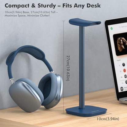 Headphone Stand, Aluminum Desk Headset Earphone Holder (Blue) - color: Blue