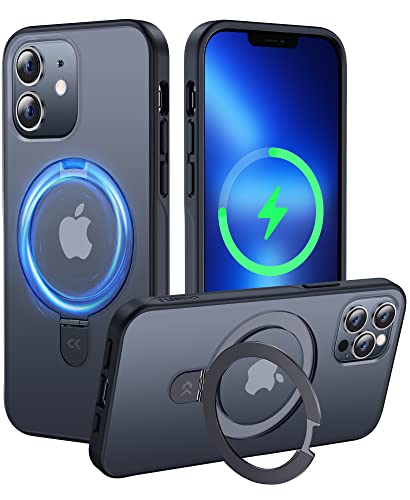 CASEKOO Designed for iPhone 12 Pro/iPhone 12 Case with Magnetic Invisible Stand [Military Drop Protection] [Compatible with MagSafe] Shockproof Slim Translucent Matte Case 6.1 Inch, Black - color: Black, size: for 12/12 Pro Case 6.1"