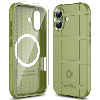 Rugged Shield Case for iPhone 17 (6.3") Compatible with MagSafe, 8ft Military Drop Proof, Wear Resistant Tactical Cover, Army Green - color: Army Green-M, size: iPhone 17