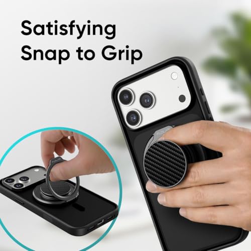FLOLAB ForgeGrip Strong Magnetic Phone Holder & Phone Grip for MagSafe Grip iPhone Accessories Magnetic Phone Grip, Ring Holder & Stand, Satisfying Snap Grip - Carbon Fiber - color: Carbon Fiber