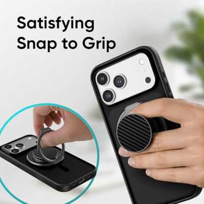 FLOLAB ForgeGrip Strong Magnetic Phone Holder & Phone Grip for MagSafe Grip iPhone Accessories Magnetic Phone Grip, Ring Holder & Stand, Satisfying Snap Grip - Carbon Fiber - color: Carbon Fiber