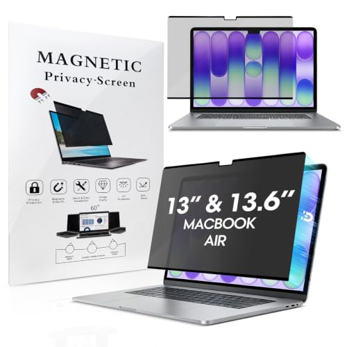 Anti-Spy Removable Shield for MacBook Air 13/13.6 (2022-2026 M2-M5), Magnetic Privacy Screen with 60° Blackout, Perfect for Open Desk Area - size: MacBook Air 13.6/13 Inch (2022-2026, M2, M3, M4)