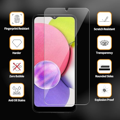 3 Pack for Samsung Galaxy A03s / A03 Core / A03 Tempered Glass Screen Protector, Scratch-Proof, Bubble-Free,HD Transparent, 9H Hardness,Bubble Free,Case Friendly - size: Galaxy A03s / A03 Core / A03
