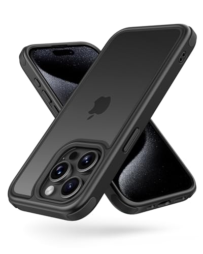 Mobnano Compatible with iPhone 15 Pro Case, with Multicolor Protective Shockproof Bumpers, Crystal Clear Back Not Yellowing Anti-Scratch Hard PC Back & Soft Silicone TPU Frame Cover - Black - color: Black, size: iPhone 15 Pro