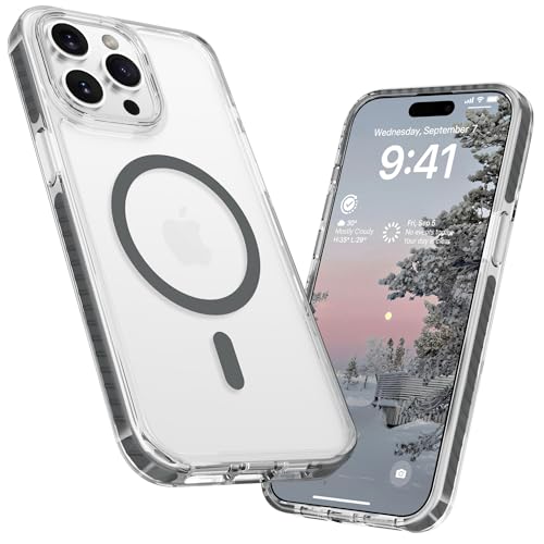 LATVIN for iPhone 13 Pro Case Clear, Magnetic Phone Cover, Compatible with MagSafe, Military Grade Protection, Biult-in Shockproof Bumper, Transparent Anti-Yellowing, Grey - color: Grey, size: for iPhone 13 Pro 6.1 inch
