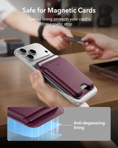 ESR for MagSafe Wallet, 5 Card Holder for Phone Case, RFID Blocking - color: Burgundy