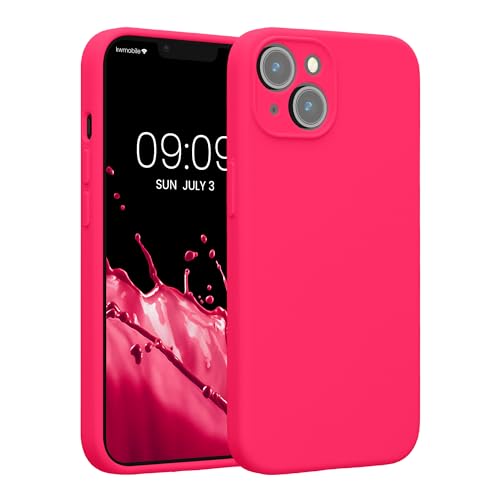 kwmobile Case Compatible with Apple iPhone 14 Case - Slim TPU Silicone Phone Cover - Soft Touch Finish - Neon Pink - color: neon pink, size: iPhone 14