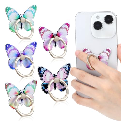 Ouligay 5PCS Butterfly Phone Ring Holder Cute Cell Phone Ring Grip
