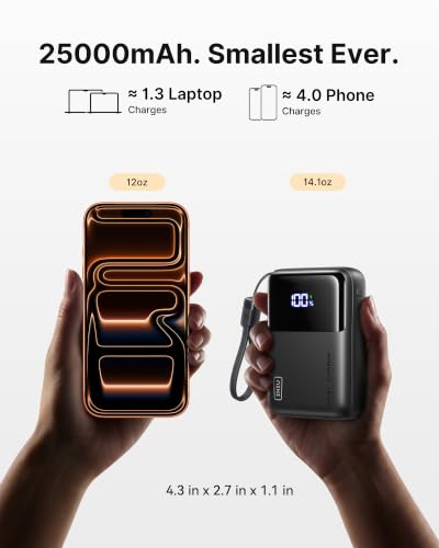 INIU Laptop Power Bank, Smallest 25000mAh 100W Fast Charging Battery Pack - color: Metallic Coffee