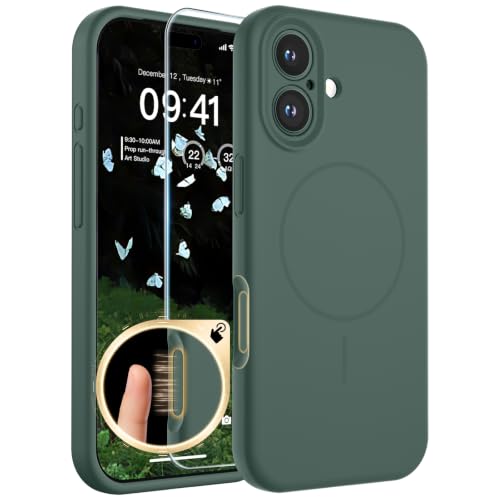 SUPFINE Silicone & Magnetic for iPhone 17 Case - color: Acacia Green, size: iPhone 17