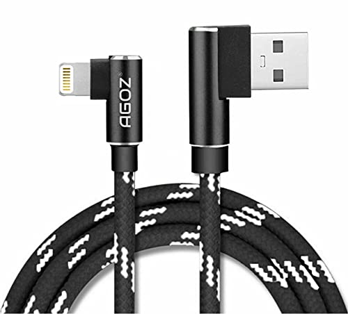 AGOZ 4FT Apple MFI Certified Lightning iPhone Cable, 90° Right Angle, Fast Charger Cord Compatible with iPhone 14, 13, 12 Pro max, iPhone SE, iPhone 11 PRO MAX, iPhone Xs MAX XR XS, iPhone 8 7 6S 6 5