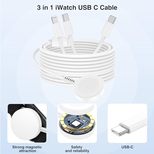 QZIIW 20W Apple Watch Charger,Apple Watch Magnetic Fast Charger USB C Cable - color: White