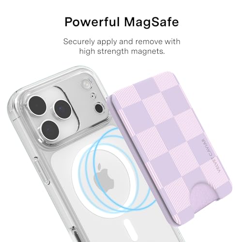 VELVET CAVIAR compatible with MagSafe Wallet - Magnetic Card Holder - color: Lilac Checkered