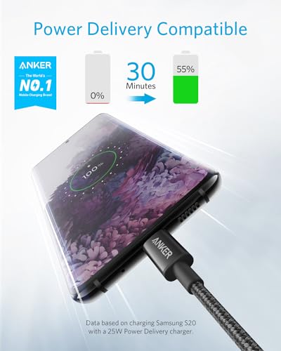 Anker USB C to USB C Cable, 60W Fast Charging Cable (2-Pack, 3.3 ft, Black) - color: Black, size: 3.3FT*2