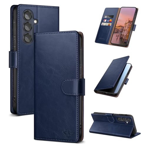 Wallet Case for Samsung Galaxy S25 5G, Blue | RFID-Blocking Card Holder, Kickstand, Magnetic Closure, PU Leather Folio Flip Cover, Protective Women Men Cases - color: Blue, size: Samsung Galaxy S25