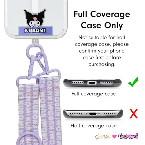 Sonix x Sanrio Crossbody Utility Phone Strap | Adjustable Lanyard Hands-Free Accessory, Universal Tether Tab Attachment - color: Kuromi