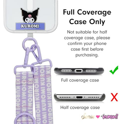 Sonix x Sanrio Crossbody Utility Phone Strap | Adjustable Lanyard Hands-Free Accessory, Universal Tether Tab Attachment - color: Kuromi