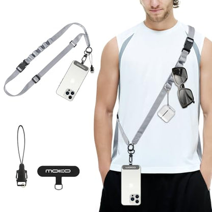 MoKo Adjustable Phone Lanyard Crossbody Strap with Detachable Quick Buckle - color: Dark Gray