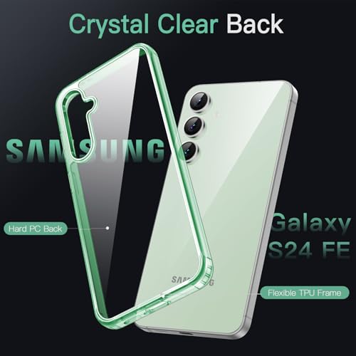 JETech Case for Samsung Galaxy S24 FE, Anti-Yellowing, Mint Green | Shockproof Protection, Scratch Resistant Hard PC Back, Durable Transparent TPU Bumper - color: Mint Green, size: Galaxy S24 FE