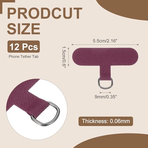 uxcell 12pcs Phone Tether Tab, Universal Phone Lanyard Patch T Shape Cell Phones Strap Replacement Part for Most Smartphone Cases, Wine Red - color: Wine Red