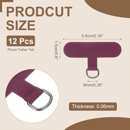 uxcell 12pcs Phone Tether Tab, Universal Phone Lanyard Patch T Shape Cell Phones Strap Replacement Part for Most Smartphone Cases, Wine Red - color: Wine Red