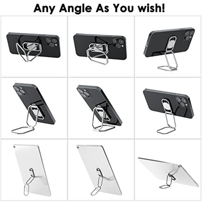 Phone Ring Holder Finger Kickstand, Upgraded 360° Rotation Metal Phone Grip for Magnetic Car Mount Foldable Cell Phone Stand Compatible with Most Smartphones - color: White Silver
