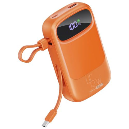 RETMSR Portable Charger 20000mAh 45W USB C Fast Charging, Built-in Cable - color: Sun Orange