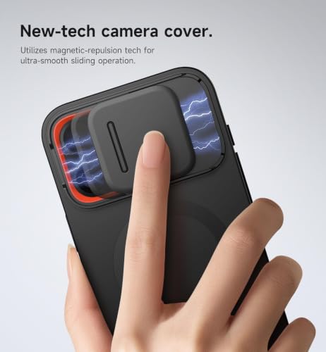 SURITCH for iPhone 16 Pro Max Case with Magnetic Camera Slide Cover and Adjustable Kickstand, Compatible with MagSafe, Shockproof Bumper Case Slim Protective Cover 6.9 Inch, Black - color: Black, size: IPhone 16 Pro Max-6.9"