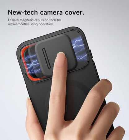 SURITCH for iPhone 16 Pro Max Case with Magnetic Camera Slide Cover and Adjustable Kickstand, Compatible with MagSafe, Shockproof Bumper Case Slim Protective Cover 6.9 Inch, Black - color: Black, size: IPhone 16 Pro Max-6.9"