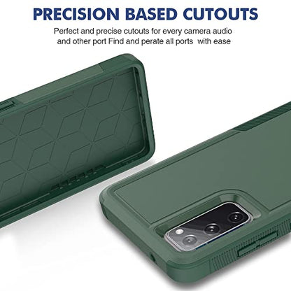 for Galaxy S20 FE 5G Case,[Military Grade Drop Tested] with HD Screen Protector,Dual Layer Protective Heavy Duty Cell Phone Cover Non-Slip Shockproof Case for Samsung Galaxy S20 FE (Dark Green) - color: Dark Green