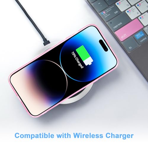 JJGoo Compatible with iPhone 14 Pro Case, Clear Soft Shockproof Protective Slim Thin Bumper Cover Transparent Phone Case, Translucent Pink - color: Pink