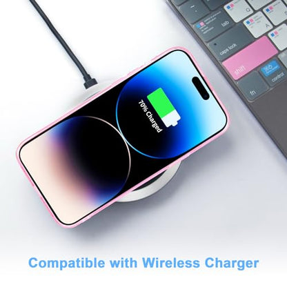 JJGoo Compatible with iPhone 14 Pro Case, Clear Soft Shockproof Protective Slim Thin Bumper Cover Transparent Phone Case, Translucent Pink - color: Pink