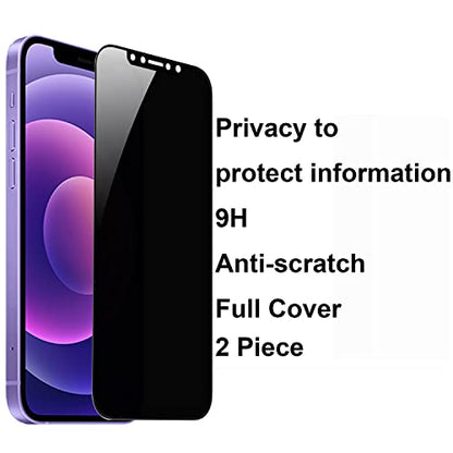 2 Pack 360 Degree Privacy Tempered Glass Suit for iPhone 12 / iPhone 12 Pro Anti-Spy 4 Directions Screen Protector Film 4 Sides Anti-Peeping 9H Hardness Anti-scratch 6.1 inch - size: For iPhone 12 /iPhone 12 Pro
