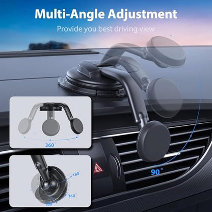 DOLYOFG Magnetic Phone Holder for Car, [ Powerful Magnets & Military-Grade Suction] Car Phone Holder Mount Dashboard Windshield Cell Phone Holder Phone Stand for Car iPhone Android Automobile Cradle - color: Black