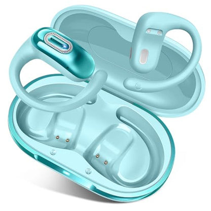 Open Ear Headphones, NEW Over Ear Earbuds with 4 ENC Noise-Canceling Mic - color: Sky blue