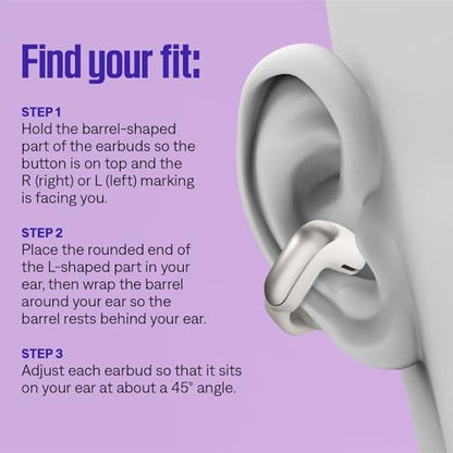 Bose Ultra Open Earbuds - Bluetooth Open Ear Earbuds with OpenAudio for Awareness, Clip-On Design for Comfort, Water Resistant, Up to 48 Hrs of Playtime, White Smoke - color: White Smoke